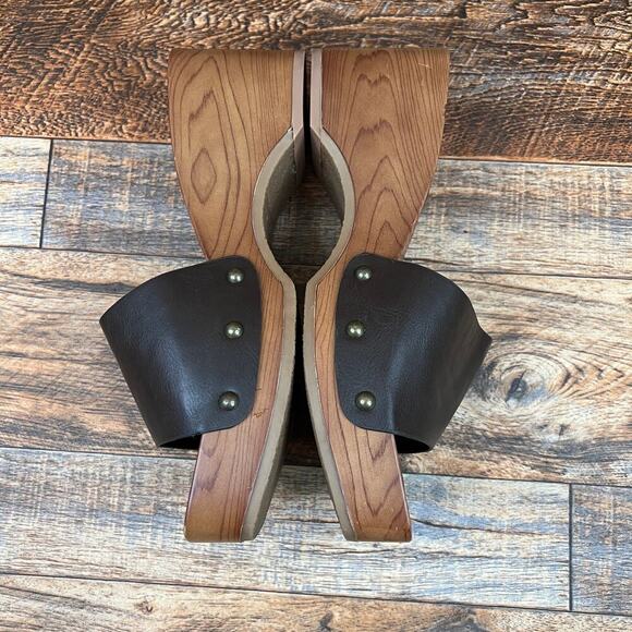 Splendid Brexlee Platform Wedge Clog Sandals Women's 8.5 Slip On Brown Y2K Stud - Picture 7 of 10